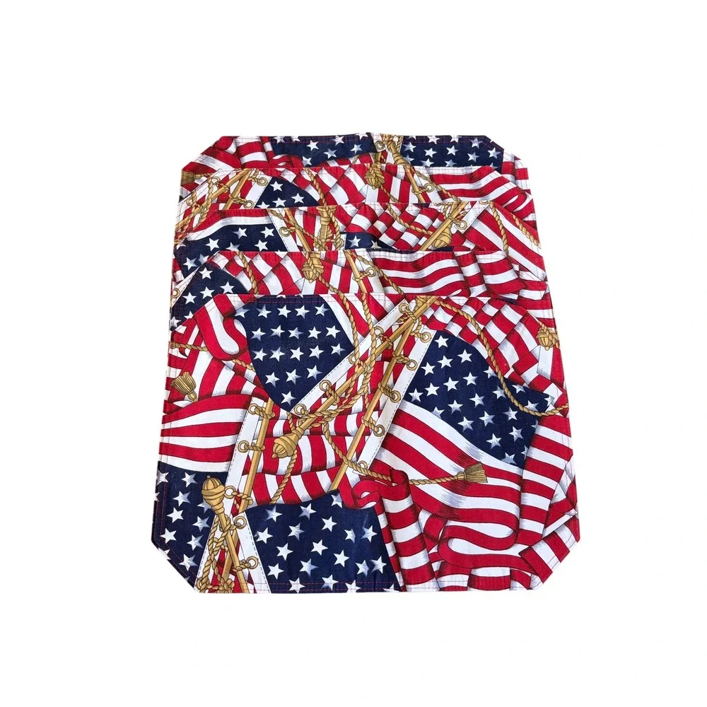 Set of 5 Patriotic American Flag Placemats Red White Blue Americana Decor 17x12